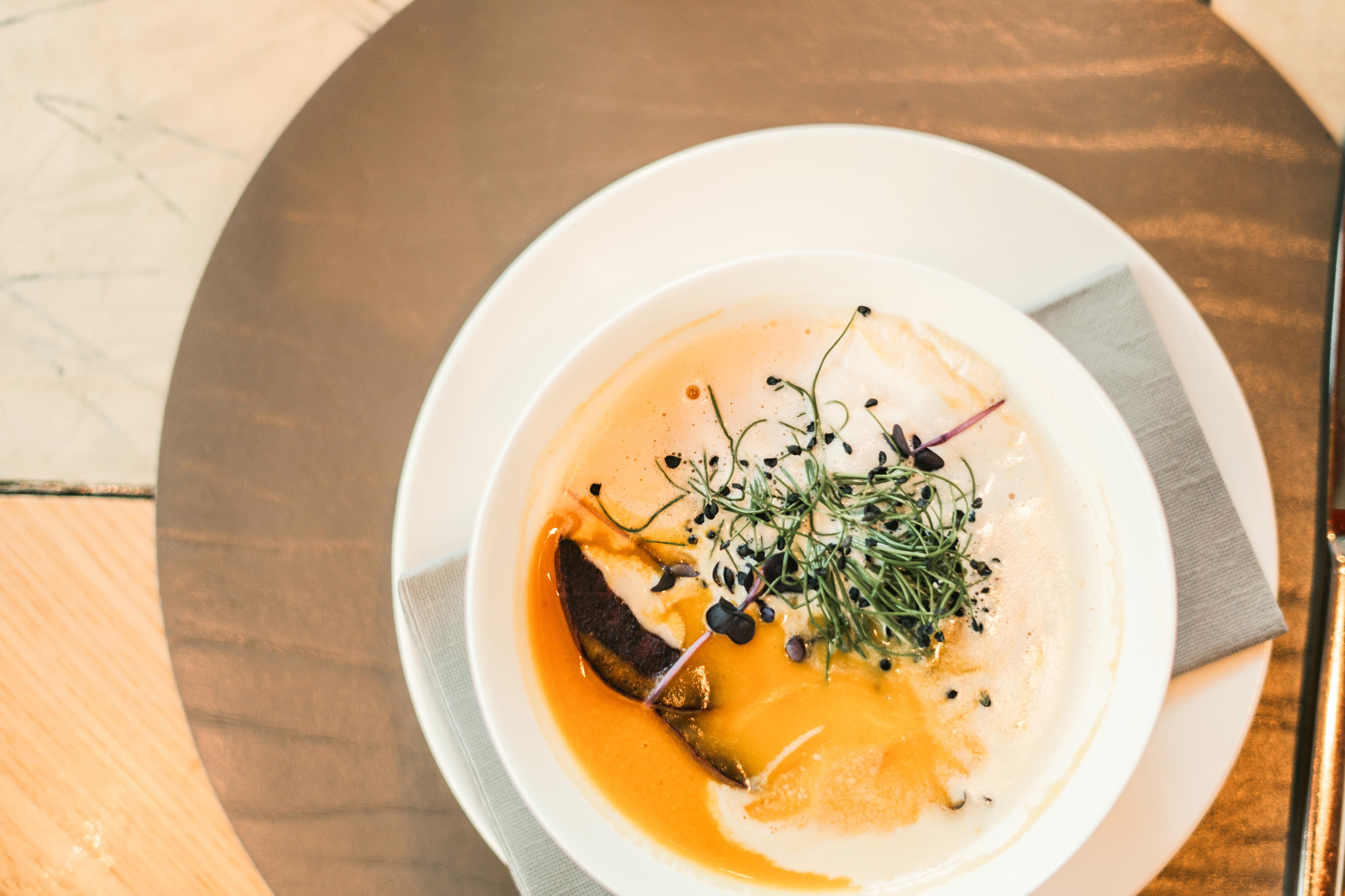 A delicious soup with fresh herbs at Glemmtalerhof in Hinterglemm.