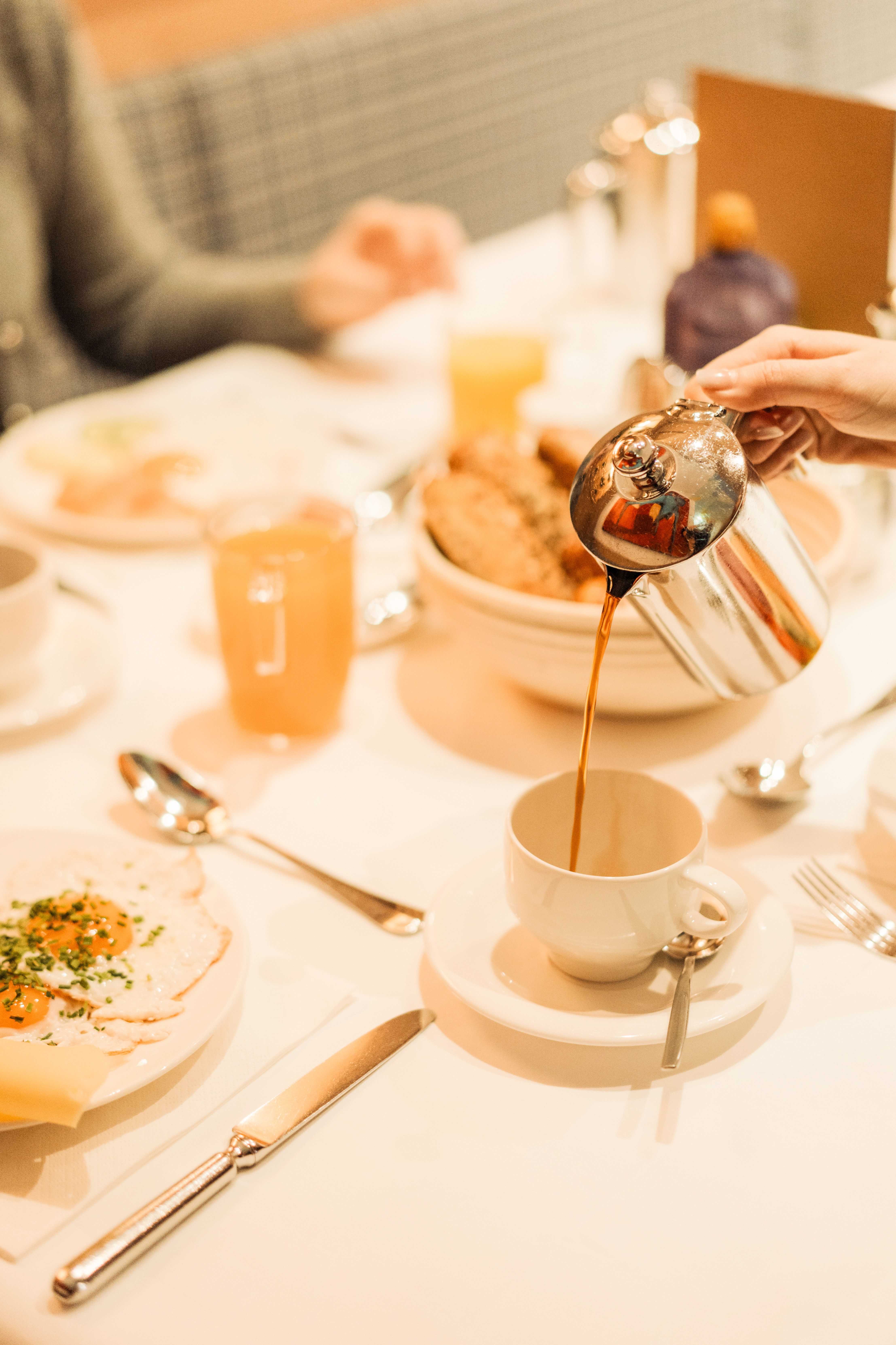 Breakfast table at Glemmtalerhof with coffee and egg.