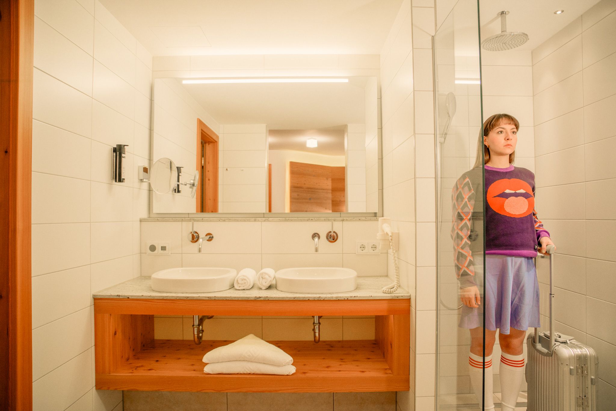 Elegant bathroom with modern amenities at Glemmtalerhof in Hinterglemm.