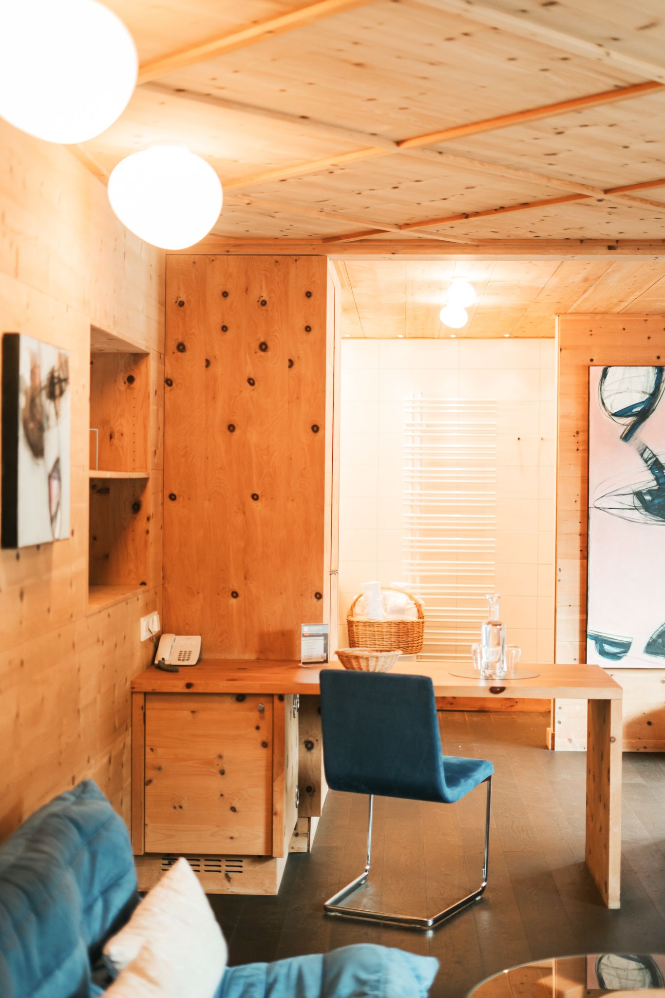 Elegant room in Glemmtalerhof, Hinterglemm. Wooden walls and modern furniture